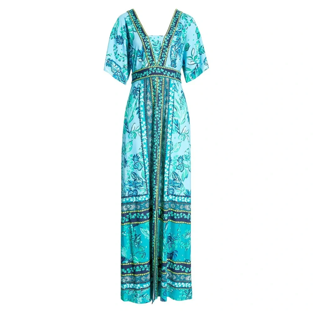 lilly pulitzer ilia maxi dress Lilly Pulitzer | Dresses | Lilly Pulitzer Ilia Floral Maxi Dress Blue Green  Tropical Vneck Size